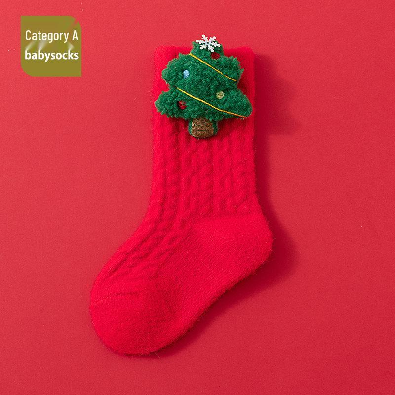Cozy Christmas Fleece Socks for Newborns and Toddlers, Warm and Festive Red for Boys and Girls.