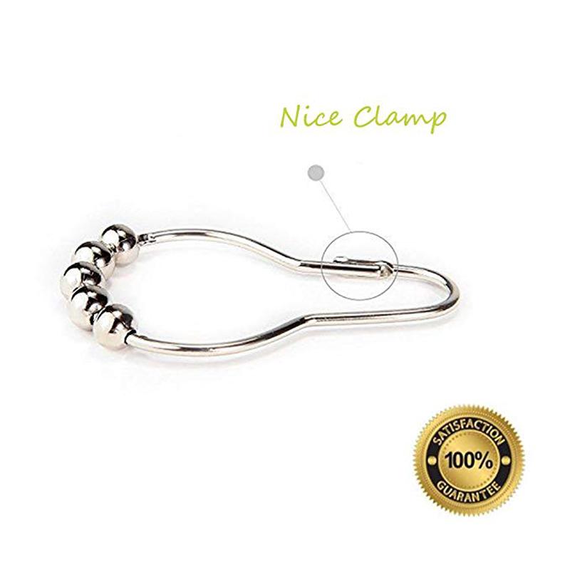 12 Pcs/pack Rustproof Bath Curtain Rollerball Shower Curtain Rings Hooks 5 Roller Ball Curtain Accessories