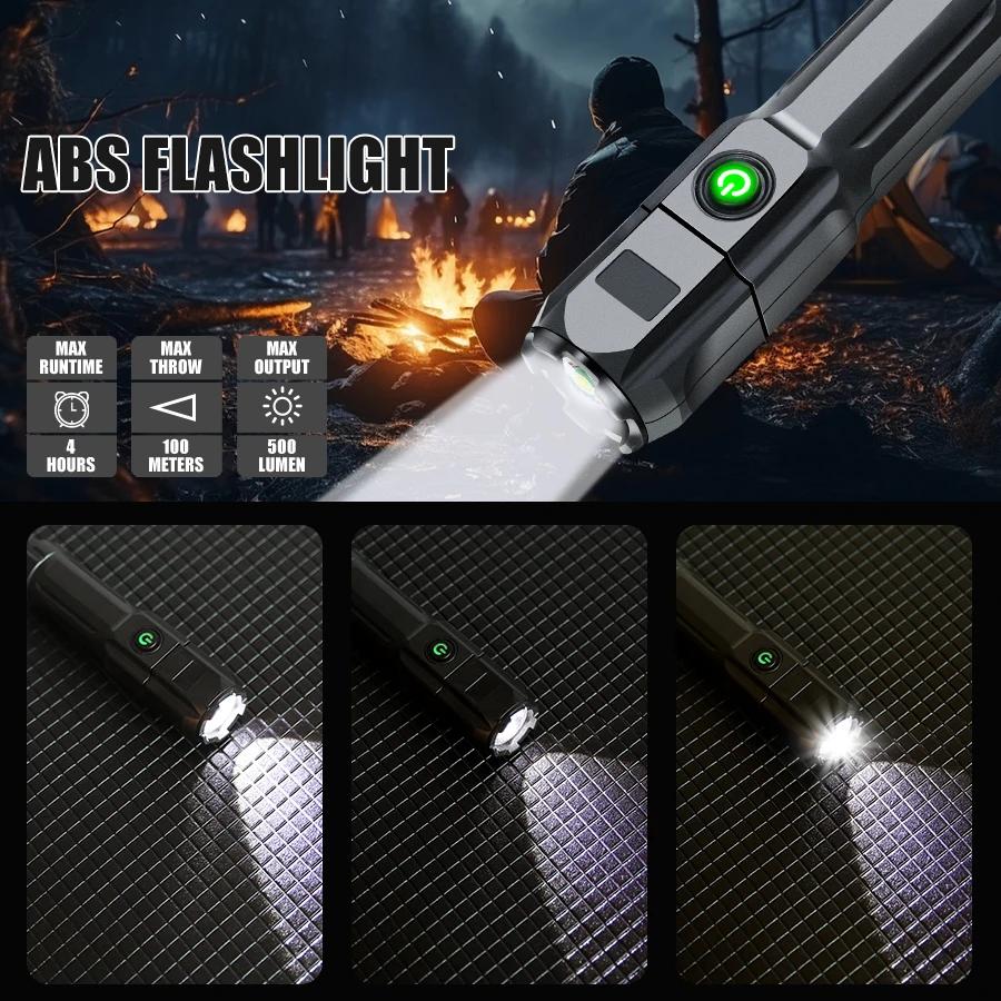 White and UV Flashlight Dual Types USB Rechargeable Mini Tactical Torch Zoomable Portable Outdoor Emergency Light Camping Gear