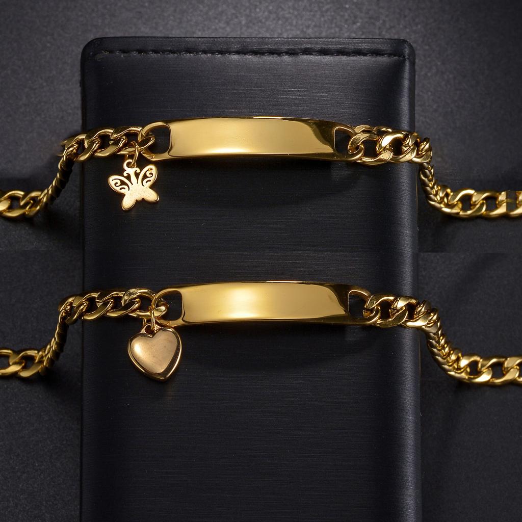 Atoztide Personalized Engrave Name Bracelet Cross Heart Stainless Steel For Men Women Adjustable Cuban Chain Jewelry Gift