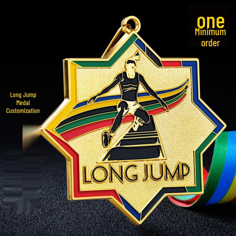 Custom Long Jump Medal: Primary & Secondary School Sports Creative Gold, Silver & Bronze Plaque 7CM