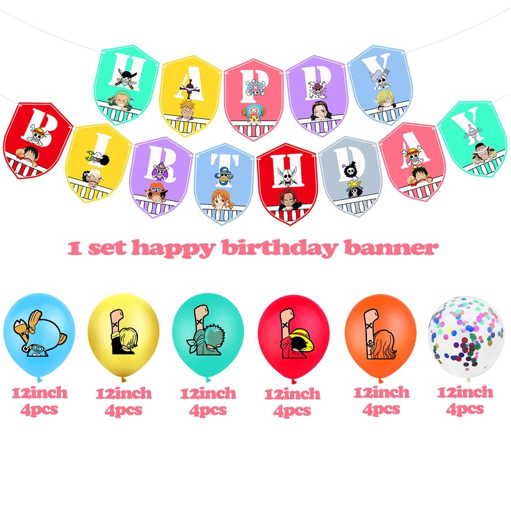 Piece One Theme Birthday Party Supplies Decoration Kids Banner Topper Balloons