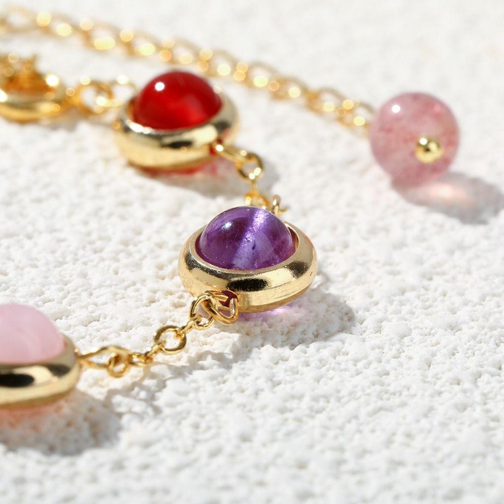 Adjustable Colorful Crystal Lucky Bracelet Rainbow Candy Beads Bangle  Wedding Party Gift