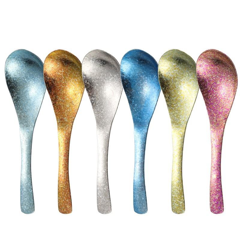 Titanium Soup Spoon for Household Outdoor Ice Flower Spoon
