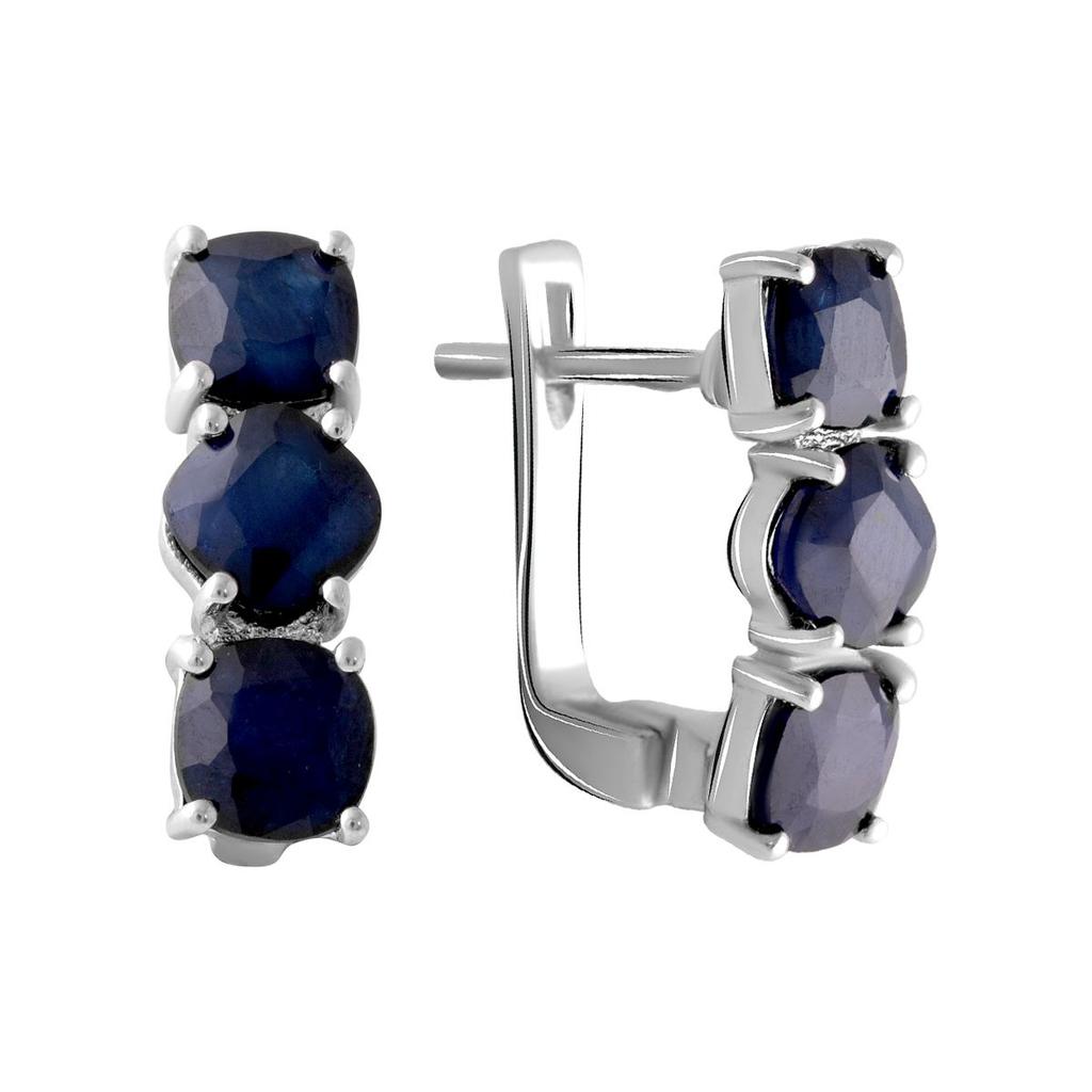 Silver Earrings with Natural Sapphire 4.405ct (2057574)