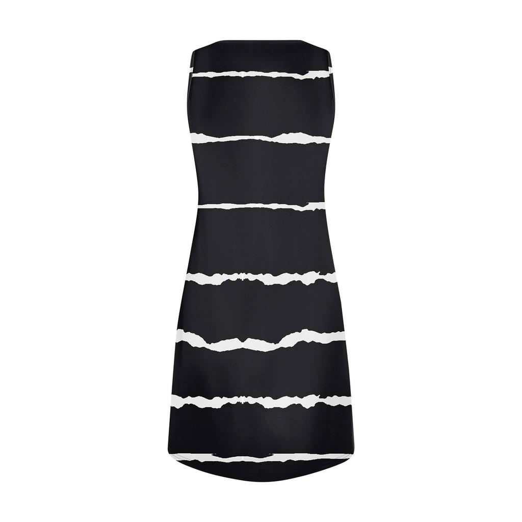 Vestito estivo da donna con scollo a V, senza maniche, con stampa, casual