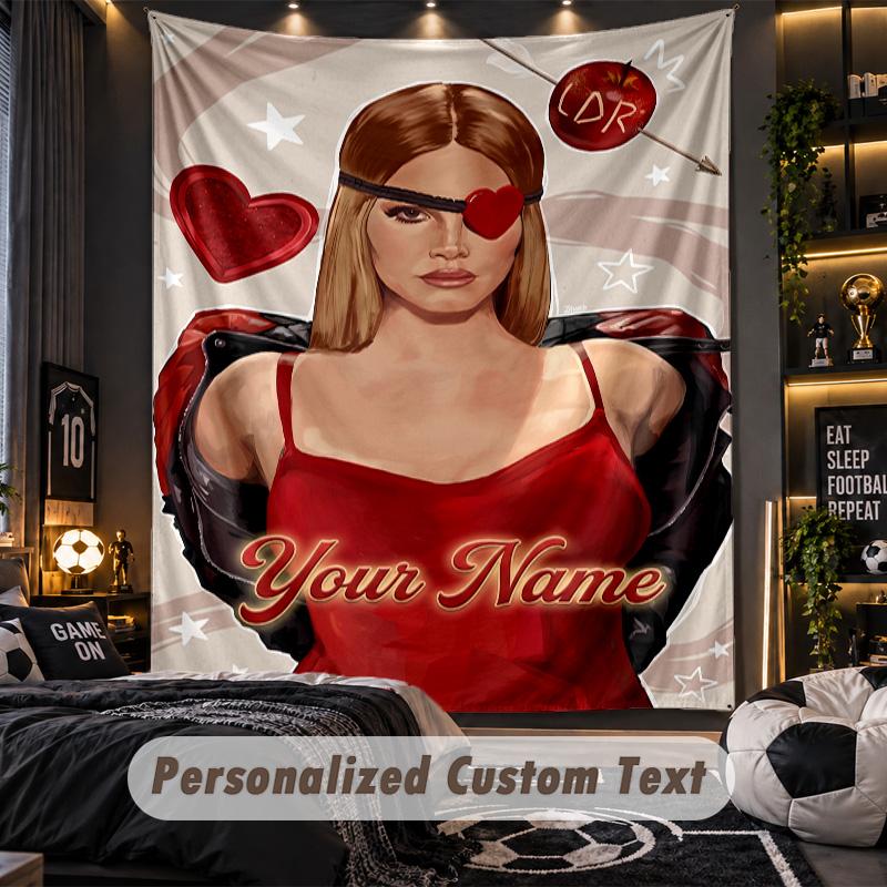 Personalisierte Wandtapisserie, Lana Del Rey Individuell Bedruckter Name, Stoff-Wandkunst für Innenraum-Hintergrund