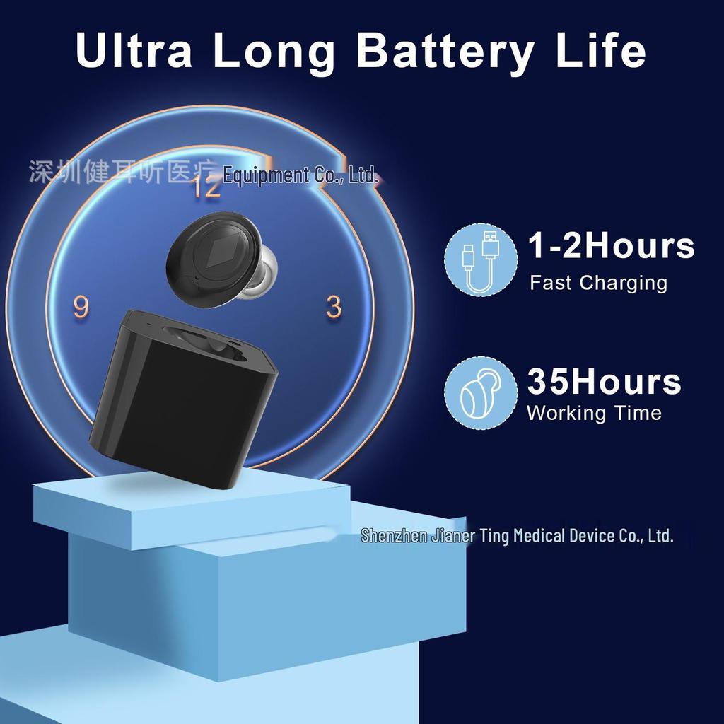 Rechargeable Invisible In-Ear Hearing Aid for Seniors with Noise Reduction and Clear Sound
