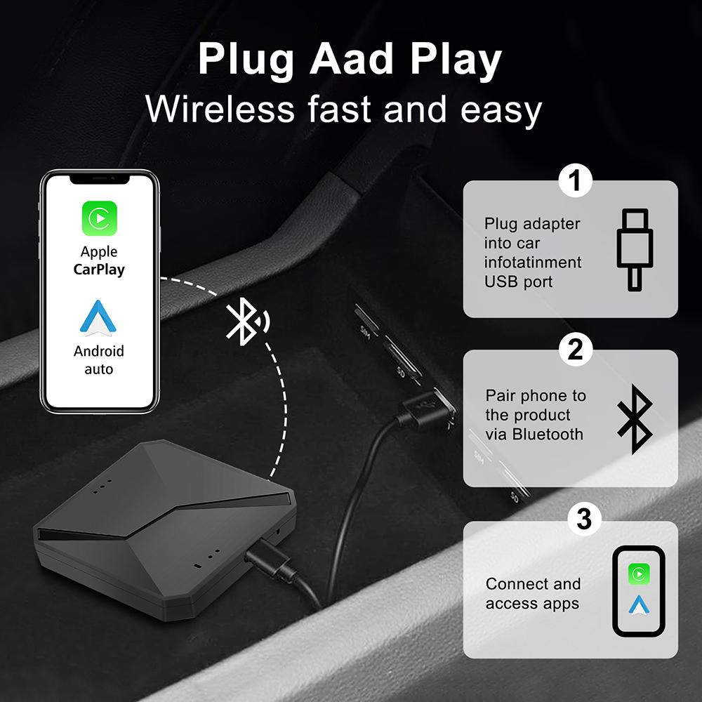 New 2 In1 Carplay & Android Auto Mini Box Wireless Carplay Adapter Wired To Wireless Carplay For USB/Type C Dongle Plug And Play