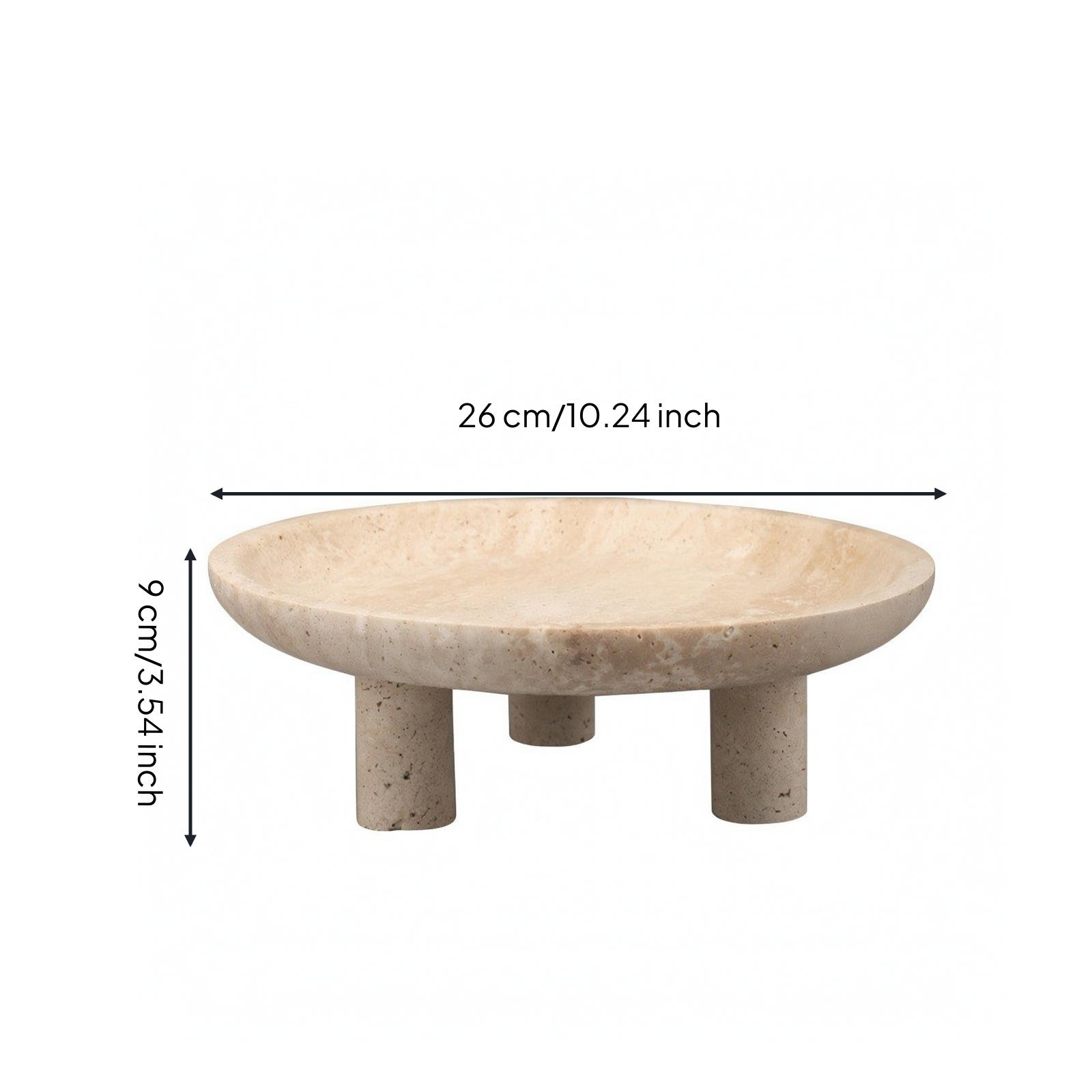 Beige Stone Tray with Raised Rim