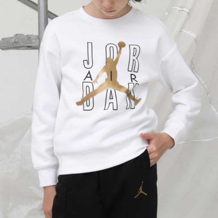 Jordan Logo Long Sleeve Crewneck Sweatshirt Kids Tops White JD2142066GS-001