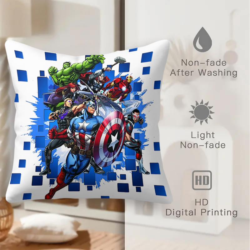 Marvel Avengers Printed Square Throw Pillow, Soft Microfiber Decorative Cushion For Sofa Bedroom