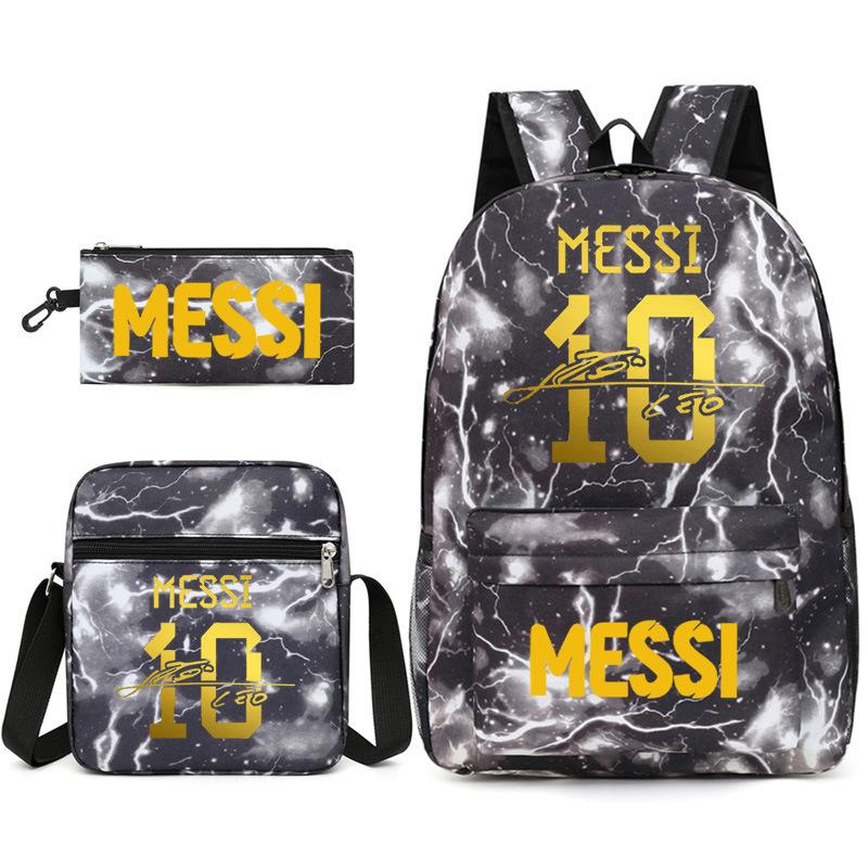 Large Capacity Schoolbag with Shoulder Strap; Student Three-piece Pencil Case Set