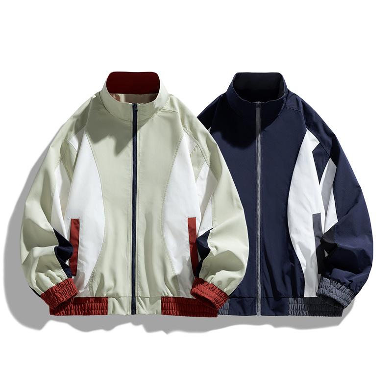 Men's Waterproof Jacket Spring and Autumn Loose Couple, Stand-up Collar Men's Jacket