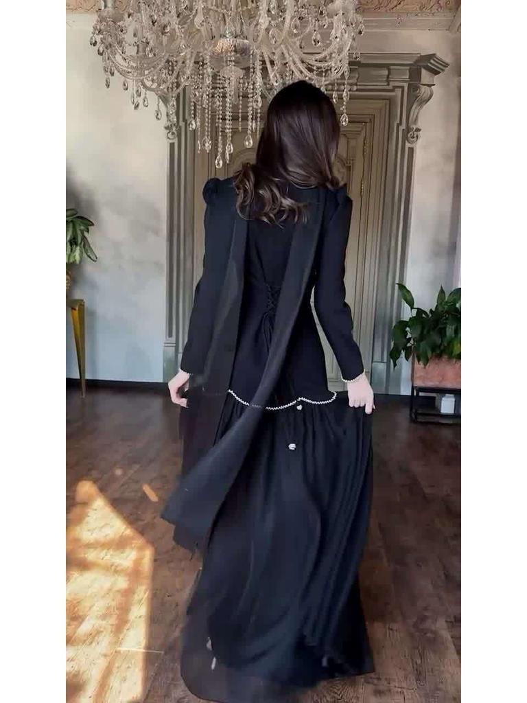 2025 Elegant Retro European Court Style Long Sleeve Dress