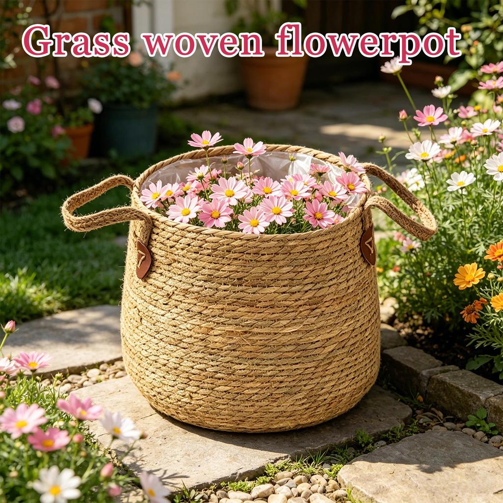 Woven Flower Pots, Seaweed Extra-large Potted Plants, Green Plant Baskets, Woven Plant Baskets