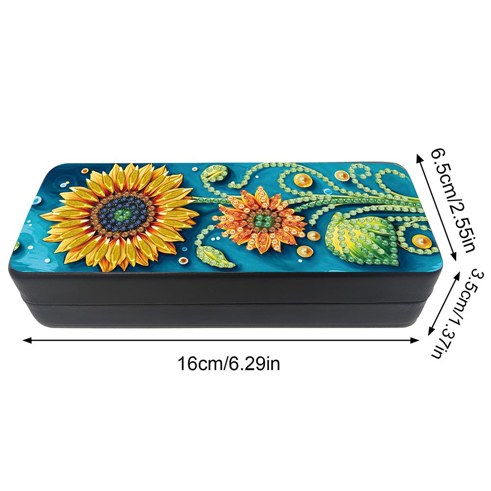 Sunflower Diamond Painting Eyeglasses Case Diamond Art Sunglasses Case Rhinestones Sunglasses Storage Box for Friends Gift
