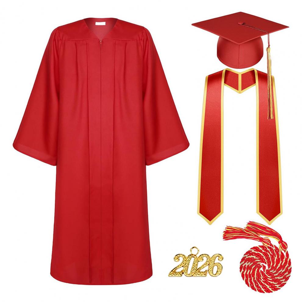 

Academic Graduation Gown Set Long Sleeve Uniform for School Ceremony Diploma Photography Graduation Party Apparel 2026 S красный