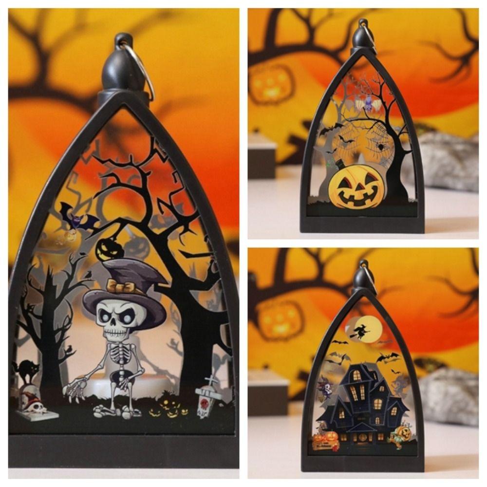 Cordless Halloween LED Lamp Witch Halloween Hanging Lantern Pumpkin LED Light Car Interior