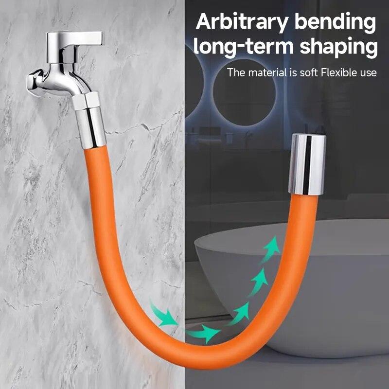 Kitchen Faucet Extension Extender Universal 360° Rotating Silicone Flexible Hose Water Tap Pipe for Bathroom Balcony Wash Basin