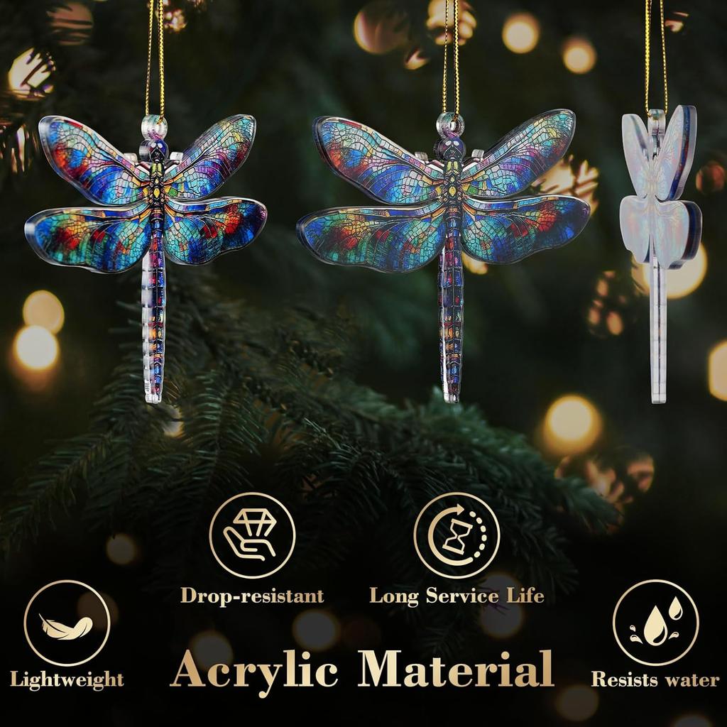 For Dragonfly Suncatcher Hanging Decor: Dragonfly Gifts for Women, Acrylic Stained Glass Effect Ornament, Unique Lucky Birthday Graduation, Perfect