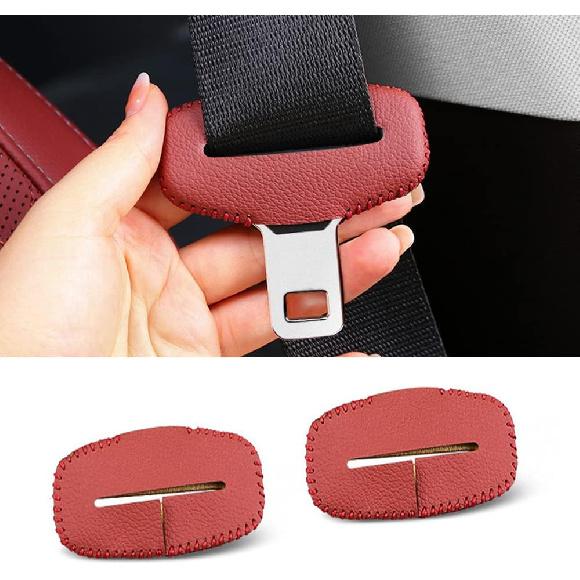 Car Seat Belt Fixing Buckle Decorate Protector Leather Cover for BMW 1 2 3 4 5 6 7 Series X1 X2 X3 X4 X5 X6 Auto Interior Accessories (5pcs Mocha