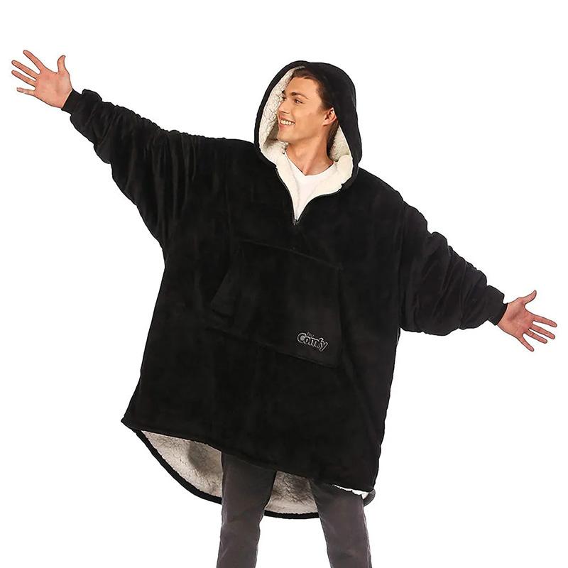 Podzim Zima Pohodlné Zesílené Teplé Domácí Oblečení TV Deka Páry Jednobarevné S Kapucí Velký Jedna Velikost Svetr Domácí Oblečení