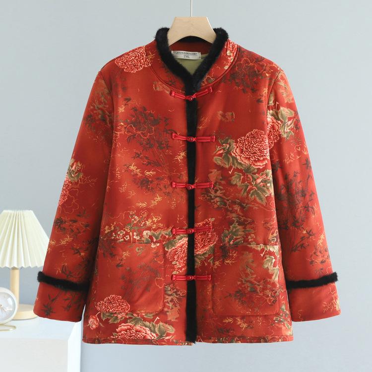 

Матери среднего и пожилого возраста носят зимой хлопчатобумажную одежду на пуговицах, новые теплые и тонкие куртки в стиле Тан 2XL оранжевый