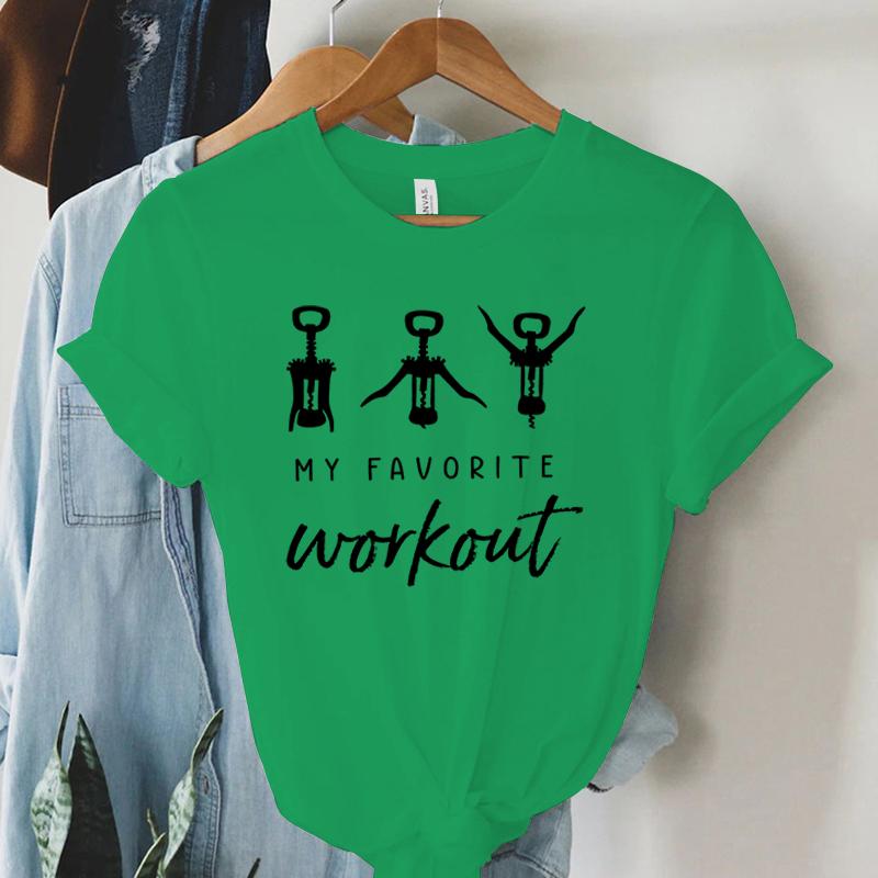 Funny Women Broadcast Gymnastics Tshirt My Favourite Workout Funny Graphic Tee Short Sleeves Casual Harajuku Fashion Tee Shirts