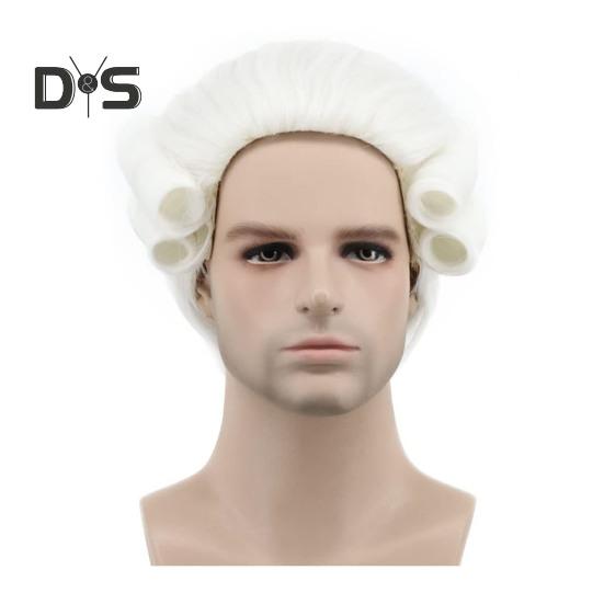 

Парик судьи, натуральный, из высокотемпературного волокна, для мужчин и женщин, костюм на Хэллоуин, косплей, адвокат, длинные вьющиеся синтетические волосы, волнистая накладка на волосы белый