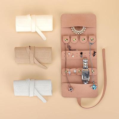 Women's Portable Travel Jewelry Roll Bag for Stud Earrings and Accessories