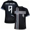 Braut Haaland 9 Norway Soccer Jersey Norwegian Flag Cross Print Dual-sided Breathable Quick-dry Fabric Crew Neck Unisex Short