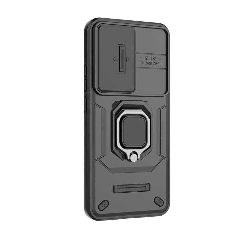 Shockproof Armor Slide Lens Camera Case For OPPO Reno 12 Reno12 Reno 13 Pro Reno13 Stand Holder Ring Back Cover