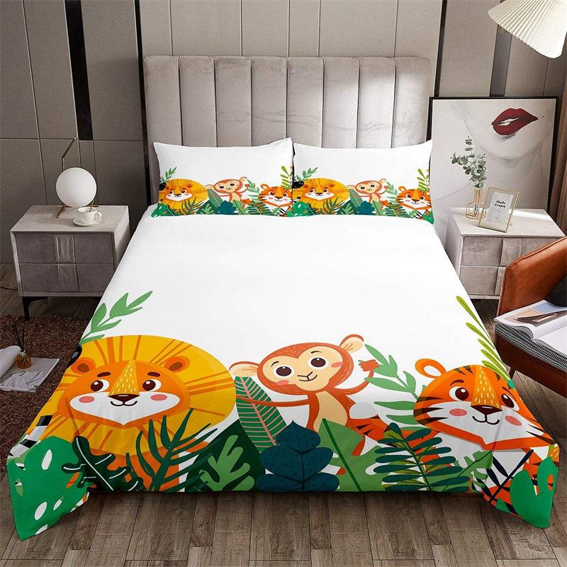Children Kids Monkey Soft Duvet Cover Lovely Carton Animal Beding Set Lovely Litle Monkey Warm Comforter Cover For Young Boys Young Girls Child Bedrom