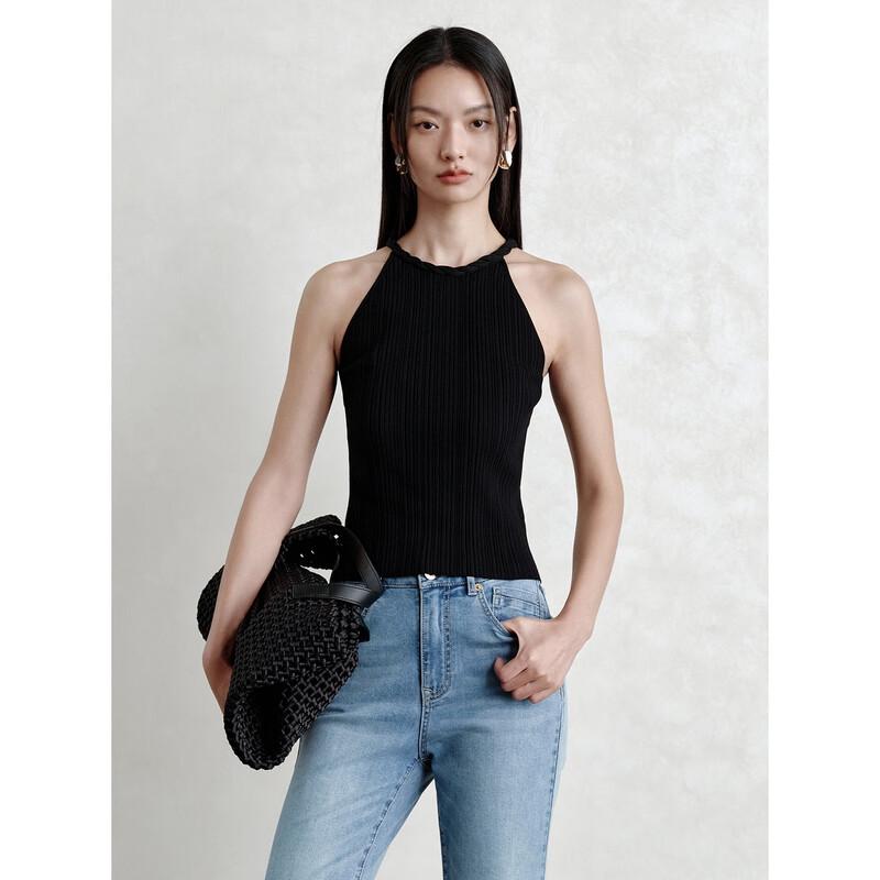 

Peacebird Women s Knit Halter Neck Tank Top with Hollow Back L (165)