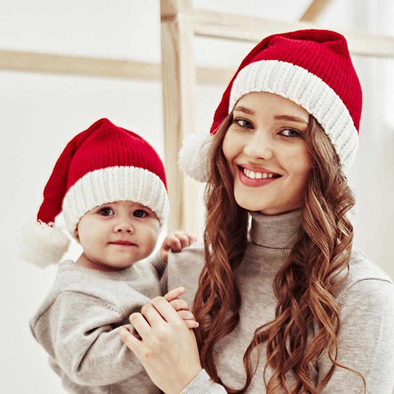 Knitted Baby Christmas Hat Cute Navidad Hat Pompom Adult Child Soft Beanie Santa Claus Hat New Year Kid Gift Xmas Decorate 2025