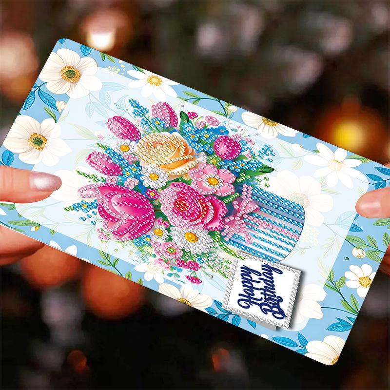 5D Gem Art Girl Ornament Greeting Card - Diamond Painting Decoration for Home or Office