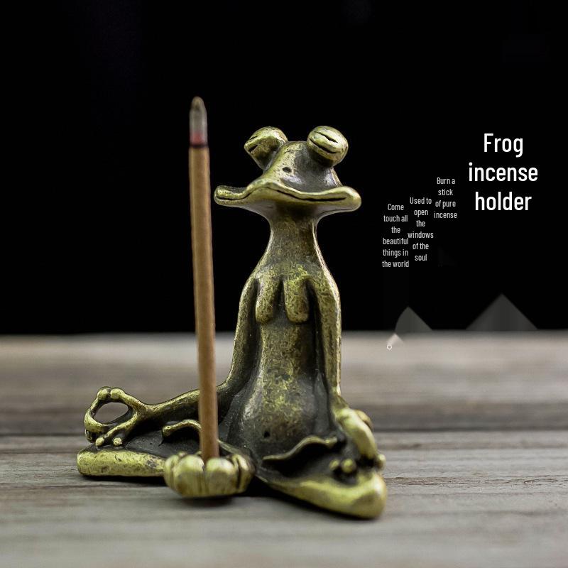 Retro Zen Frog Incense Burner - Electroplated Creative Holder Ornament