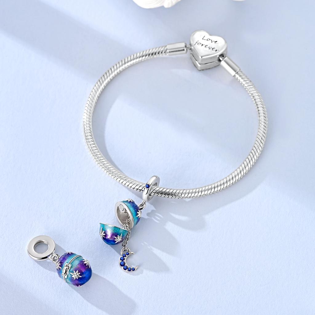 copper Can Be Opene Blue Moon Pendant Charm Bead Charms Bead Charms Jewellery Compatible With Authentic Bracelets Ideal For Women Do It Yourself Gift