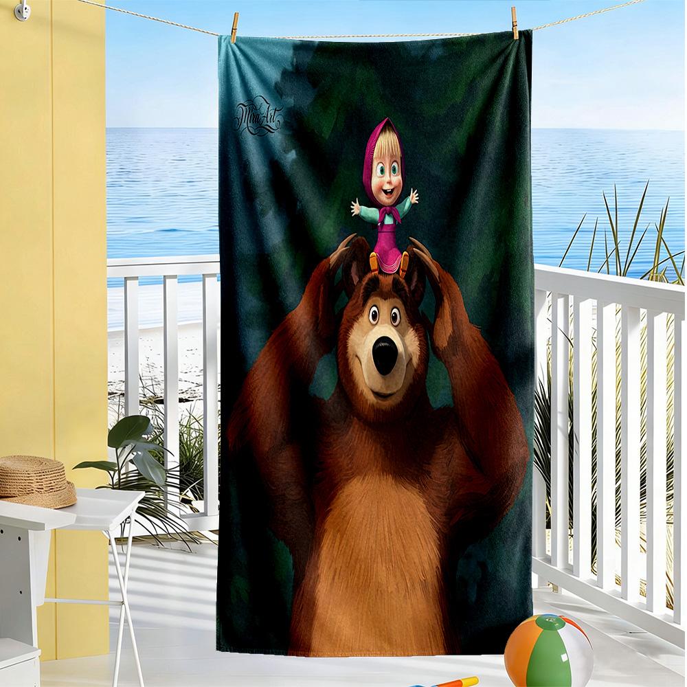Masha Bear Beach Towel Soft Durable Quick-Dry Comfortable Lightweight