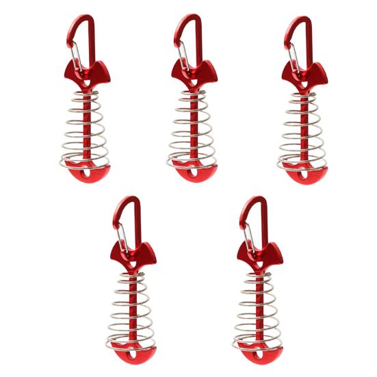 

5 шт. колышки для палатки из рыбьей кости, дизайн с D-пряжкой, быстросъемный, ветрозащитный, компактный размер, с пружинными кольями для палатки из рыбьей кости L