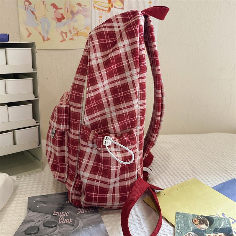 Plecak w kratę w stylu koledżowym dla ucznia gimnazjum, lekki plecak szkolny podróżny o dużej pojemności