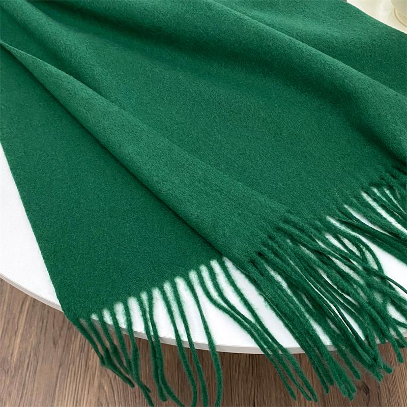 Luxury Brand Design Solid Cashmere Scarf for Women Winter Pashmina Blanket Lady Warm Thicken Shawl Wrap Tassel Echarpe Poncho