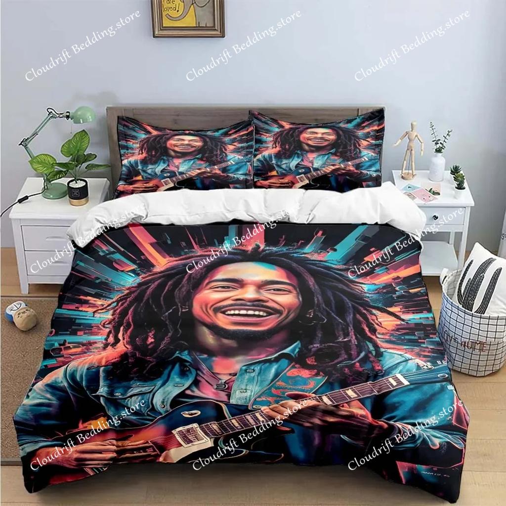 New Singer R-Reggae Bob Marley Pattern Bedding Sets Bed Supplies Set Duvet Cover Comforter Set Bedding Set Luxury Birthday Gift