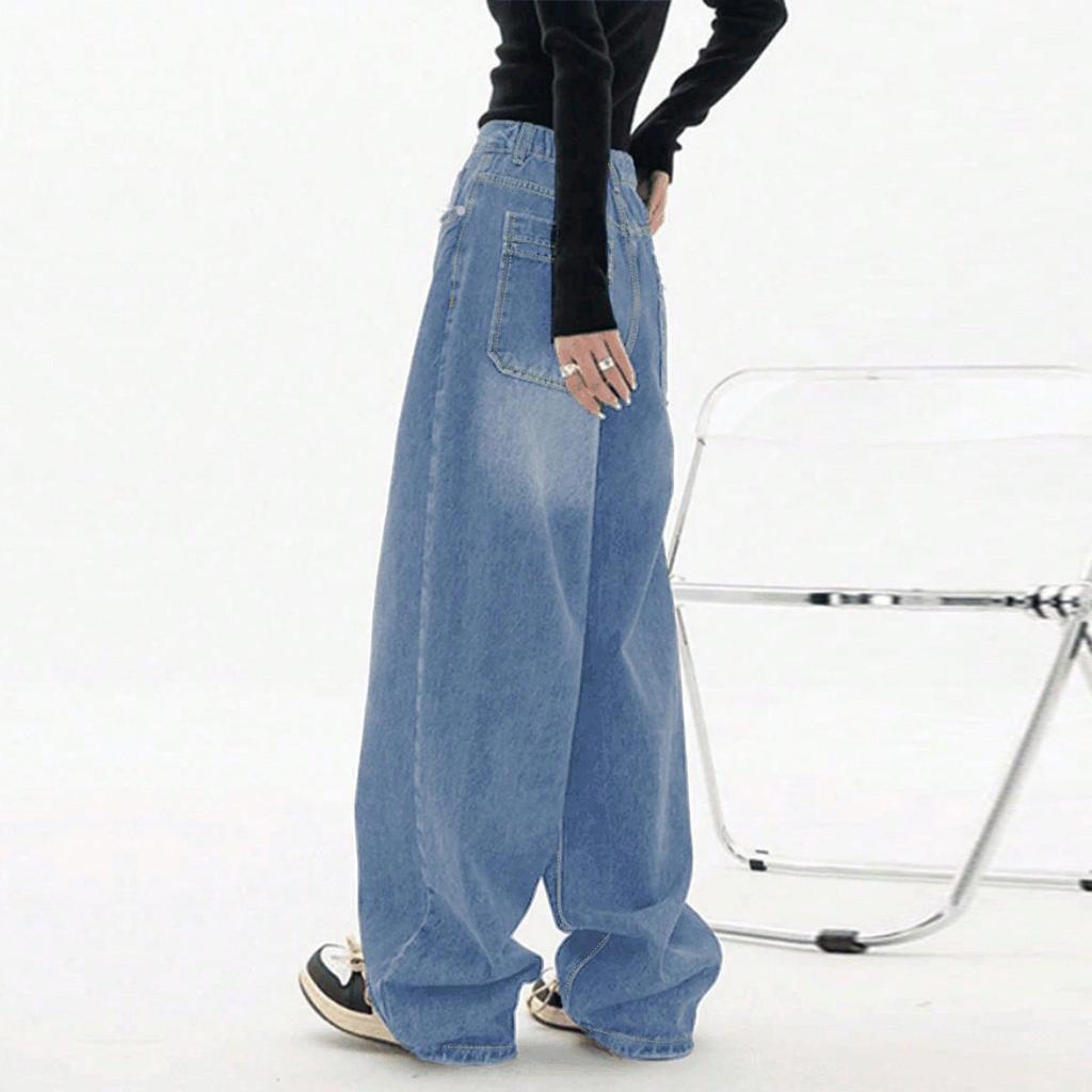 Fashion Women's Straight Casual Jeans Fashion Wide Leg Jeans