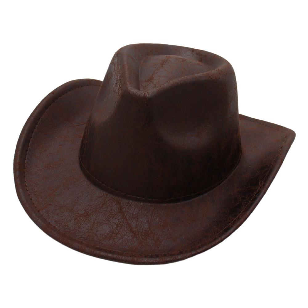 

Warped Edge Texture Western Cowboy Hat Wholesale Gentleman British Jazz Hat Retro British Top Hat Men And Women One size fits all темно-коричневого кольору