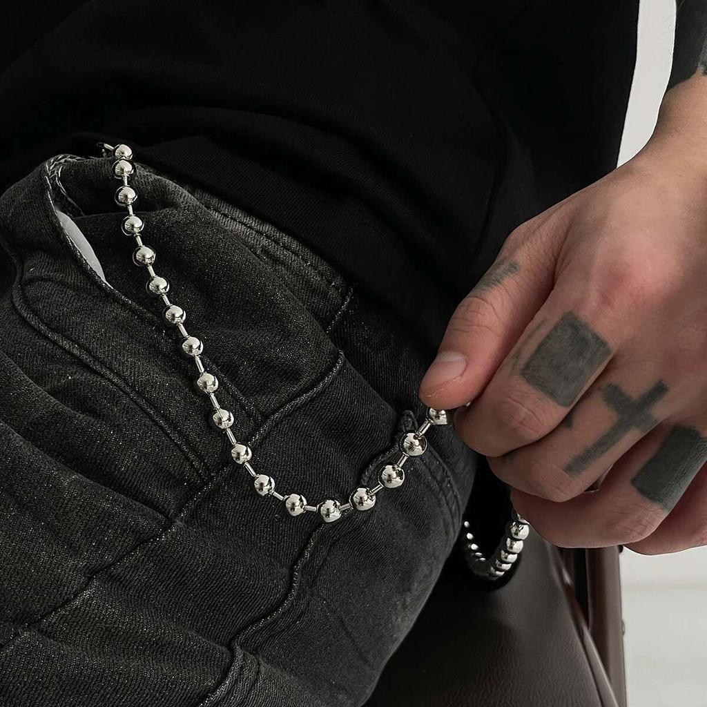 SHIXIN Punk Metal Belt Chain Jeans Accessories HipHop Rock Pants Chain For Men Versatile Beads Waist Link Keyring Jewelry Female