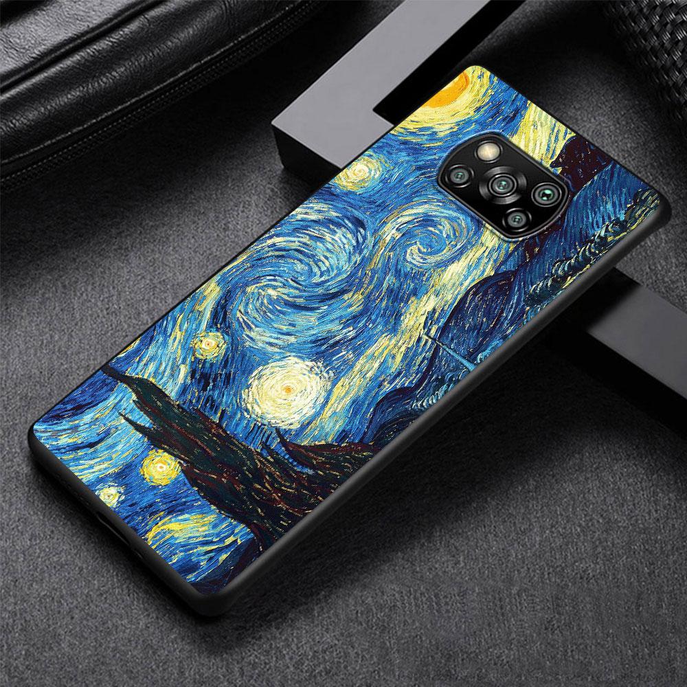 Husă Noapte Înstelată Van Gogh pentru Xiaomi Poco X3 NFC X5 F4 F3 M4 Pro X4 GT M5s M5 Pocophone F1 M3 Husă de Telefon Carcasă TPU Neagră