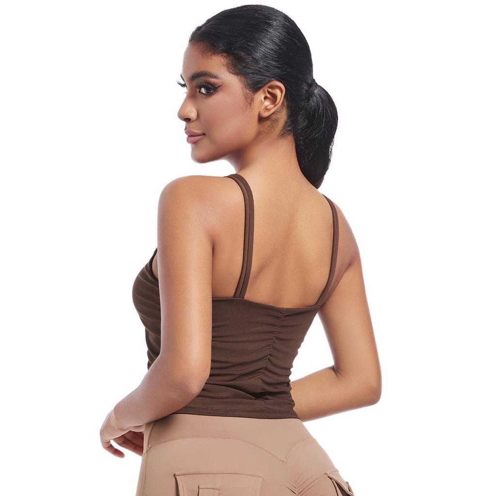 New Yoga Camisole, Beautiful Back, Sports Running, Fitness, Breathable Pleated Vest, Quick Drying Fitness Suit, Slim Fit Top For Women