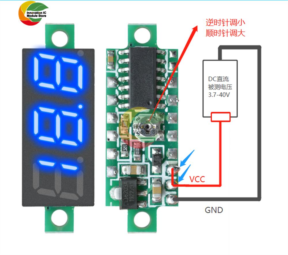 0.28 Inch DC LED Digital Voltmeter 0-100V Voltage Meter Auto Car Mobile Power Voltage Tester Detector 12V Red Green Blue Yellow